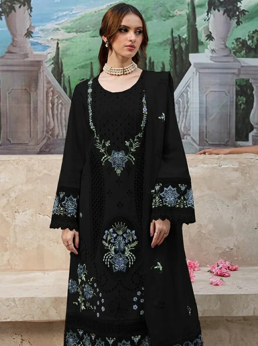 Bin Ilyas Heavy Embroidered Chikankari Luxury Lawn (3-Piece)