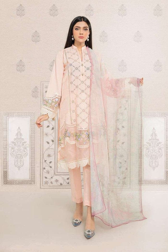 Heer Premium Chikankari Lawn Suit with Silk Dupatta (3-Piece)