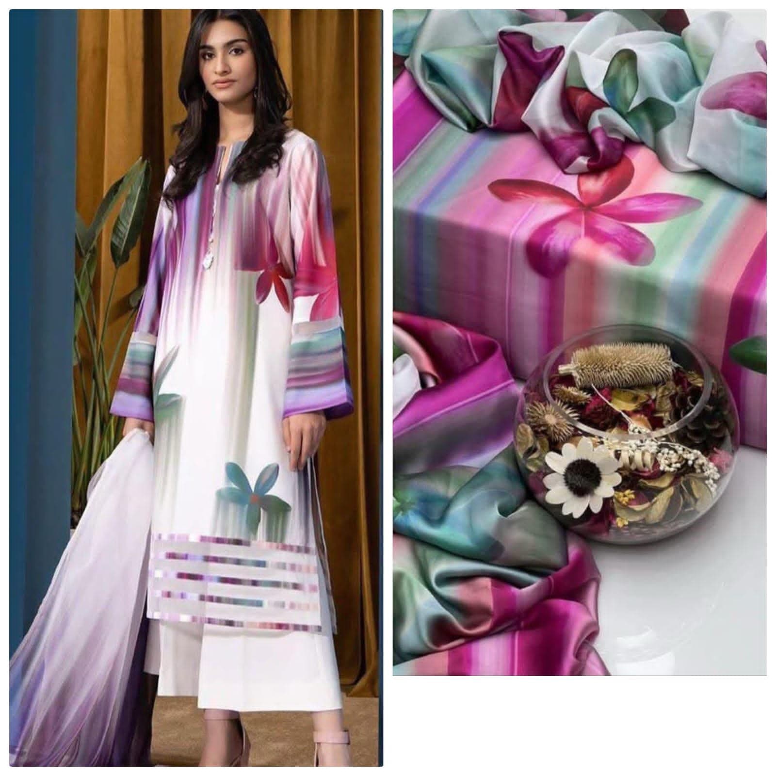 LULUSAR Digital Printed Shamooz Silk with Silk Dupatta (3-Piece)