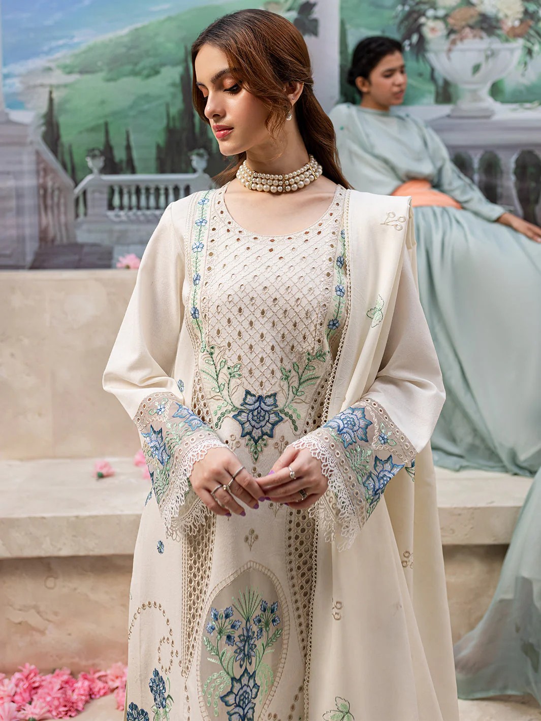 Bin Ilyas Heavy Embroidered Chikankari Luxury Lawn (3-Piece)