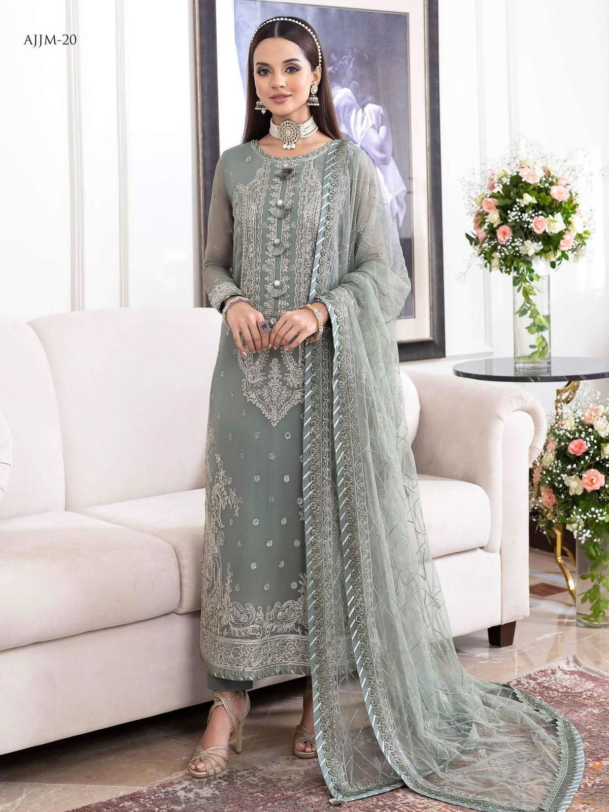 Nureh Printed Lawn & Chiffon Dupatta (3-Piece)