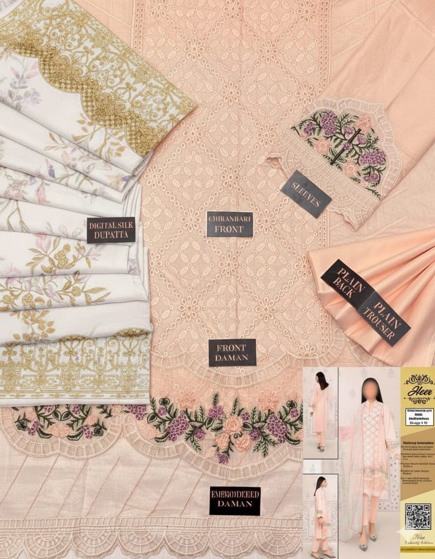 Heer Premium Chikankari Lawn Suit with Silk Dupatta (3-Piece)