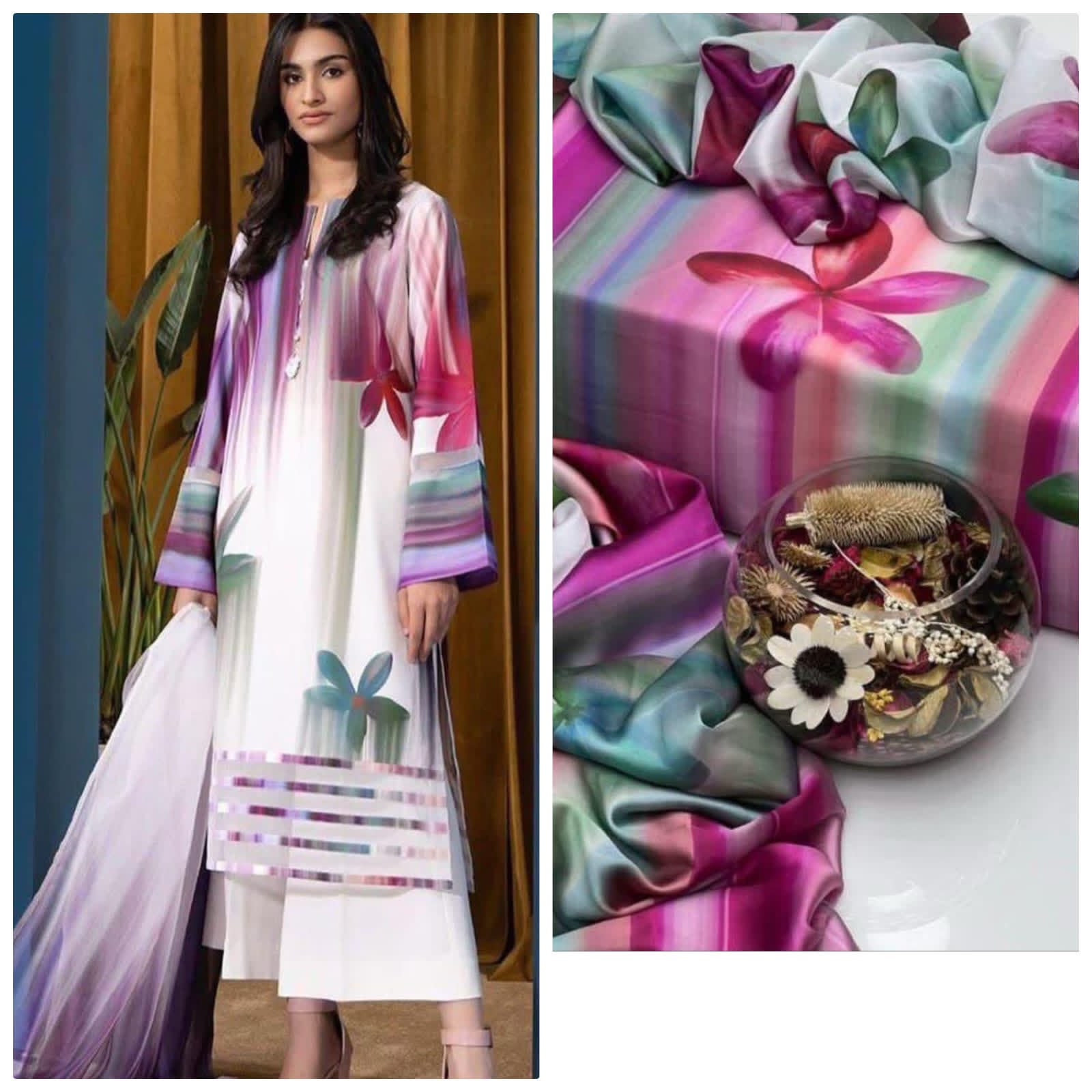 LULUSAR Digital Printed Shamooz Silk with Silk Dupatta (3-Piece)